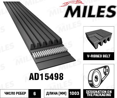 Miles AD15498 - Courroie trapézoïdale à nervures cwaw.fr