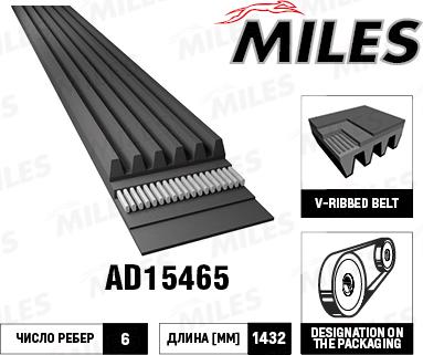 Miles AD15465 - Courroie trapézoïdale à nervures cwaw.fr