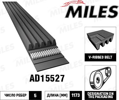 Miles AD15527 - Courroie trapézoïdale à nervures cwaw.fr