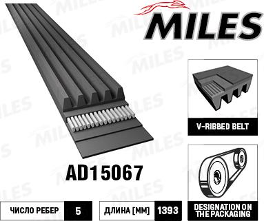 Miles AD15067 - Courroie trapézoïdale à nervures cwaw.fr