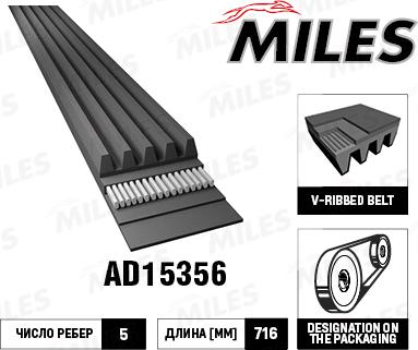 Miles AD15356 - Courroie trapézoïdale à nervures cwaw.fr