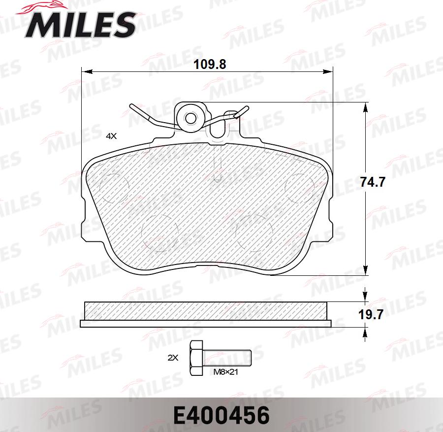 Miles E400456 - Kit de plaquettes de frein, frein à disque cwaw.fr