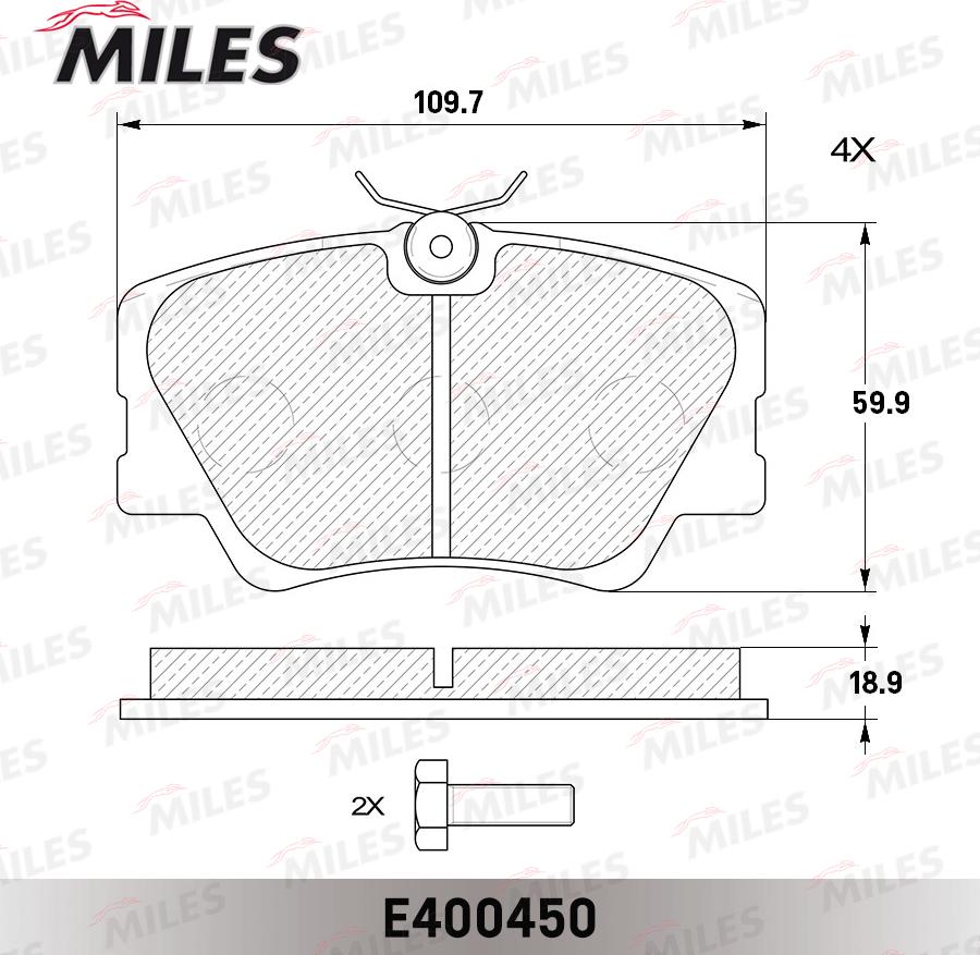 Miles E400450 - Kit de plaquettes de frein, frein à disque cwaw.fr