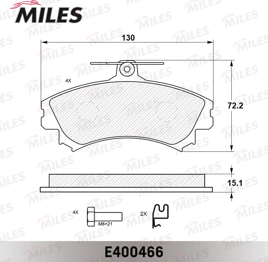 Miles E400466 - Kit de plaquettes de frein, frein à disque cwaw.fr