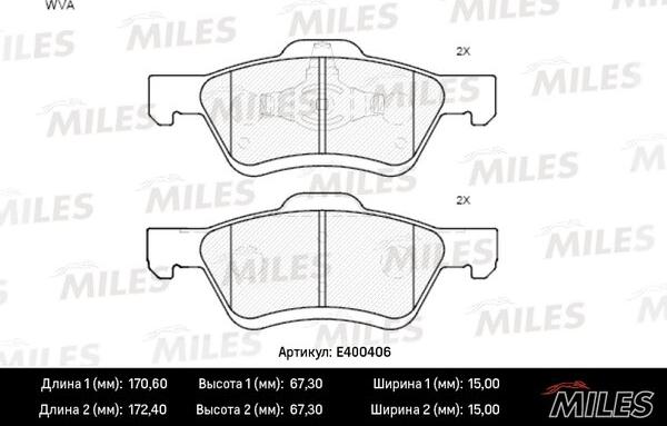 Miles E400406 - Kit de plaquettes de frein, frein à disque cwaw.fr