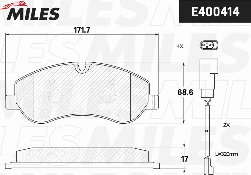 Miles E400414 - Kit de plaquettes de frein, frein à disque cwaw.fr