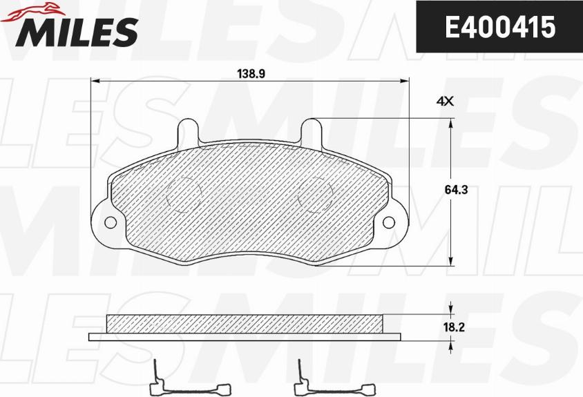 Miles E400415 - Kit de plaquettes de frein, frein à disque cwaw.fr