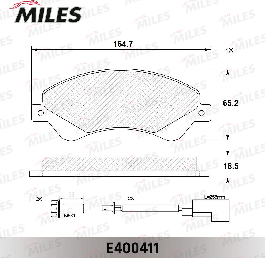 Miles E400411 - Kit de plaquettes de frein, frein à disque cwaw.fr