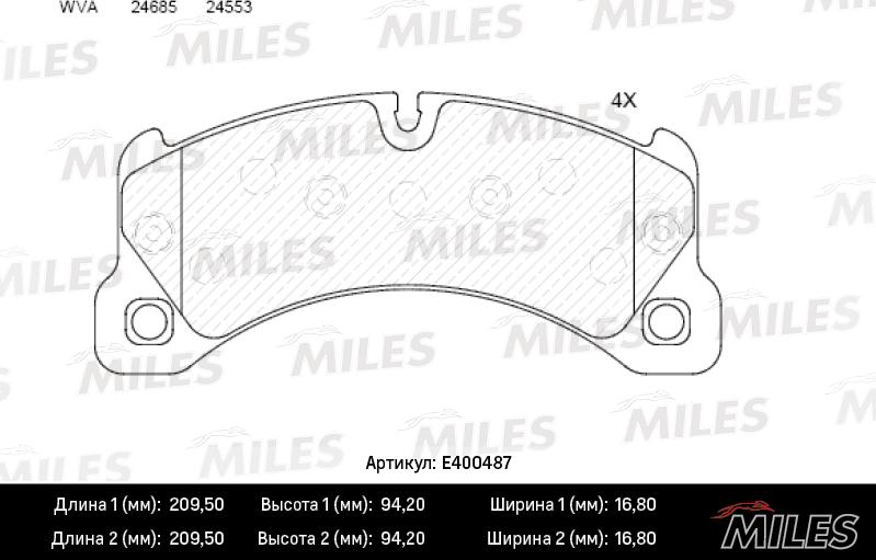 Miles E400487 - Kit de plaquettes de frein, frein à disque cwaw.fr