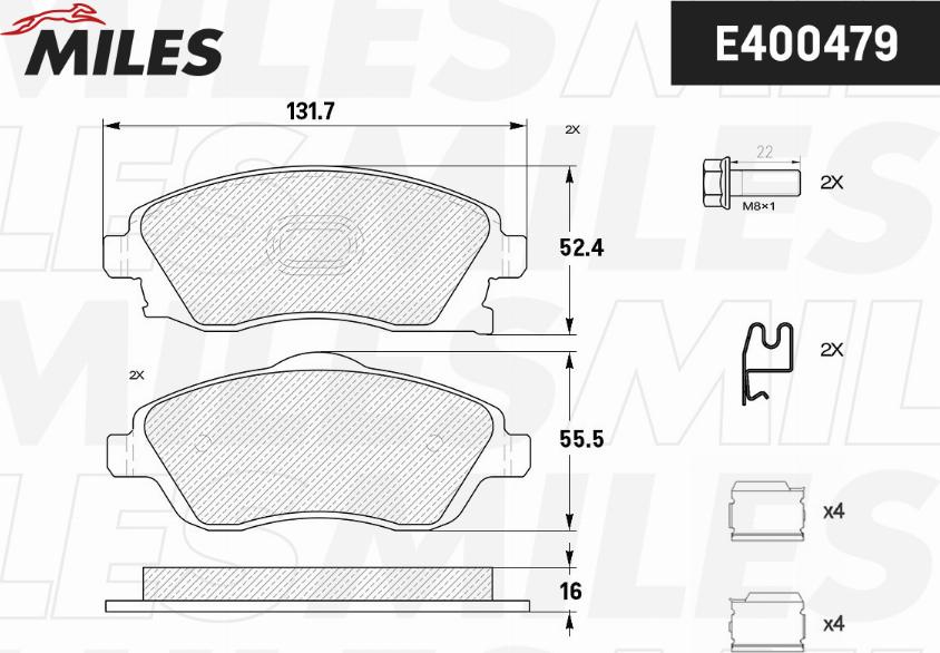 Miles E400479 - Kit de plaquettes de frein, frein à disque cwaw.fr