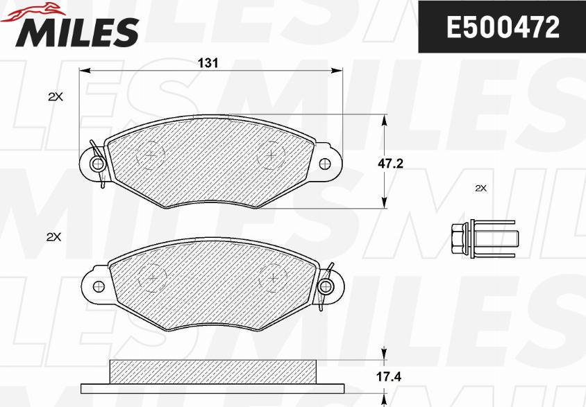 Miles E400472 - Kit de plaquettes de frein, frein à disque cwaw.fr