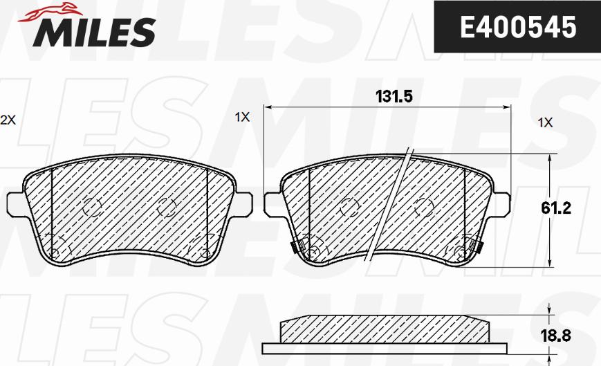 Miles E400545 - Kit de plaquettes de frein, frein à disque cwaw.fr