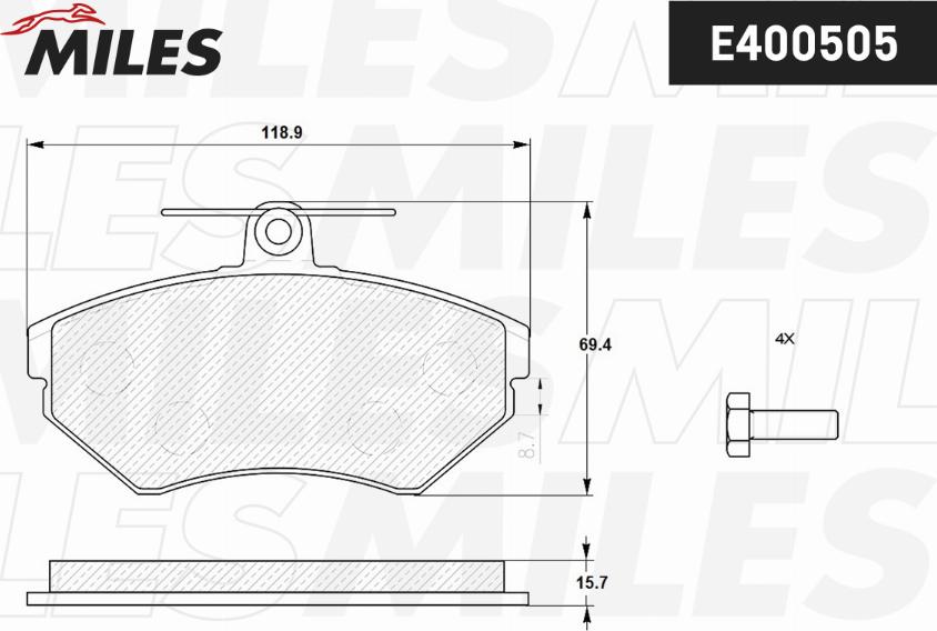 Miles E400505 - Kit de plaquettes de frein, frein à disque cwaw.fr