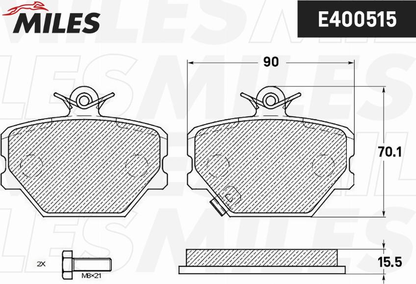 Miles E400515 - Kit de plaquettes de frein, frein à disque cwaw.fr