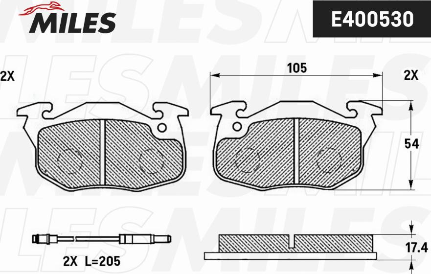 Miles E400530 - Kit de plaquettes de frein, frein à disque cwaw.fr