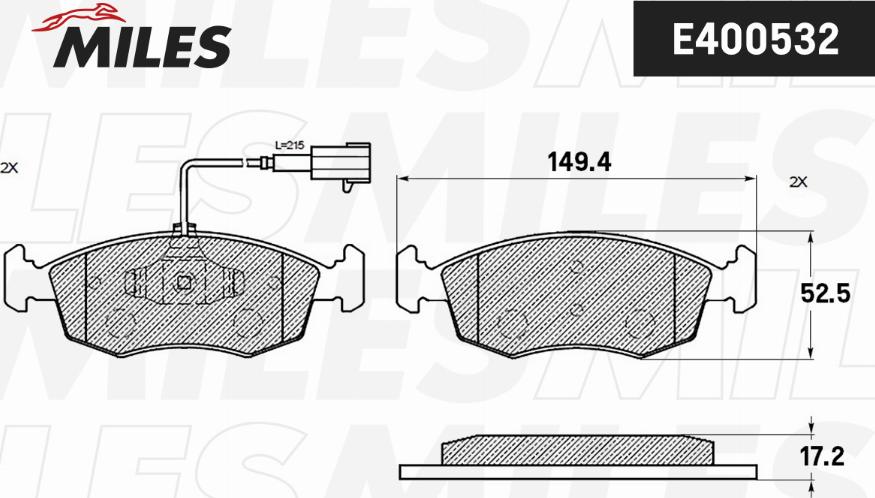 Miles E400532 - Kit de plaquettes de frein, frein à disque cwaw.fr