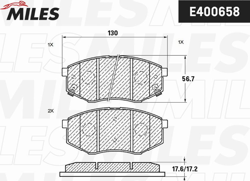 Miles E400658 - Kit de plaquettes de frein, frein à disque cwaw.fr