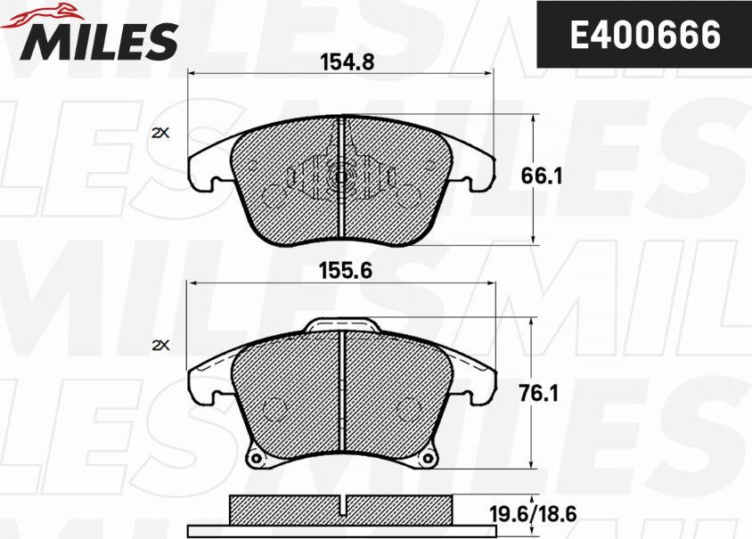 Miles E400666 - Kit de plaquettes de frein, frein à disque cwaw.fr