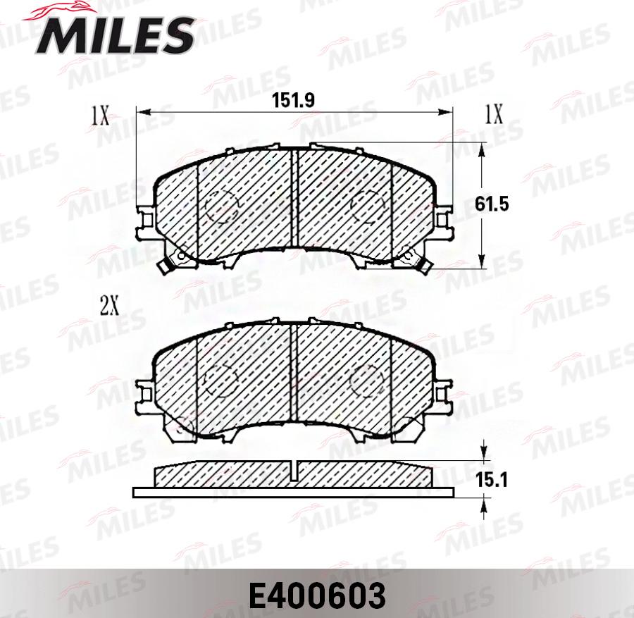 Miles E400603 - Kit de plaquettes de frein, frein à disque cwaw.fr