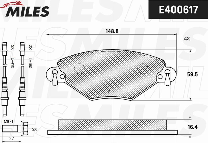 Miles E400617 - Kit de plaquettes de frein, frein à disque cwaw.fr