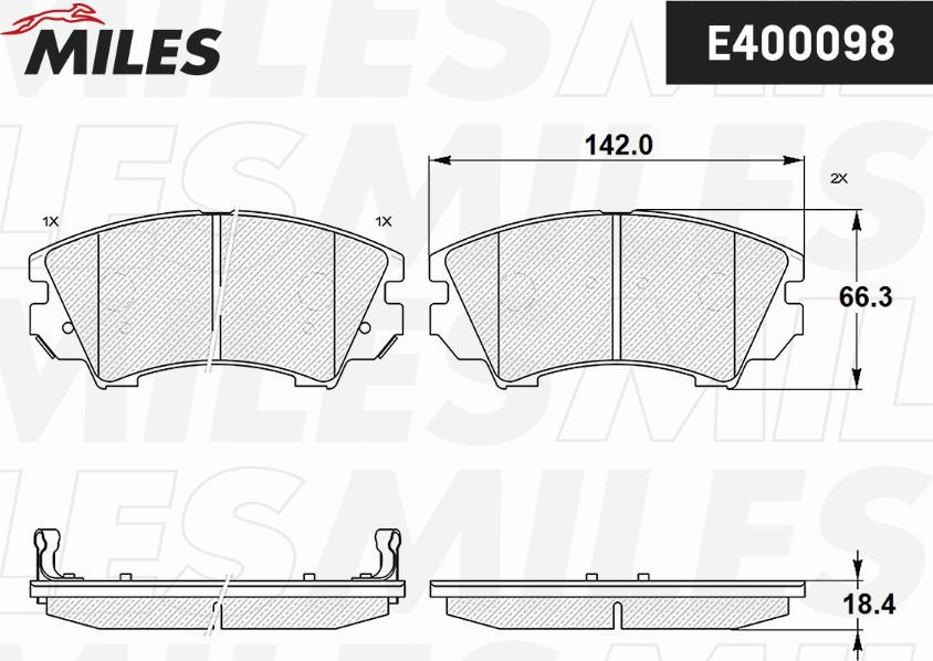 Miles E400098 - Kit de plaquettes de frein, frein à disque cwaw.fr