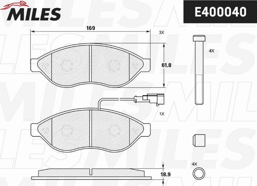 Miles E400040 - Kit de plaquettes de frein, frein à disque cwaw.fr