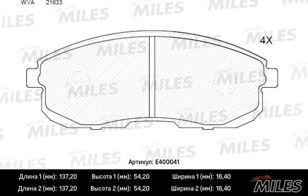 Miles E400041 - Kit de plaquettes de frein, frein à disque cwaw.fr