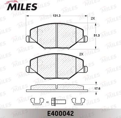 Miles E400042 - Kit de plaquettes de frein, frein à disque cwaw.fr