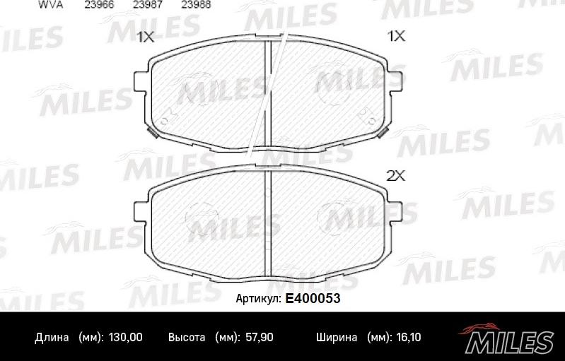 Miles E400053 - Kit de plaquettes de frein, frein à disque cwaw.fr