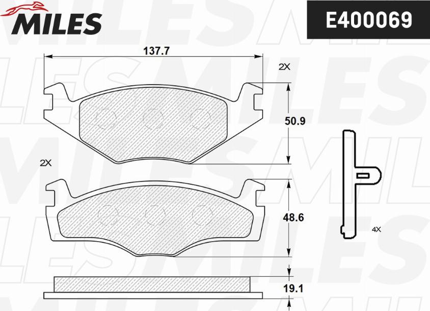 Miles E400069 - Kit de plaquettes de frein, frein à disque cwaw.fr