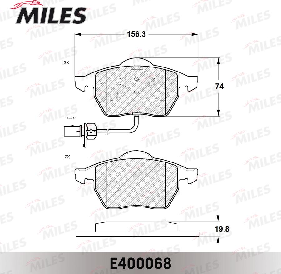 Miles E400068 - Kit de plaquettes de frein, frein à disque cwaw.fr