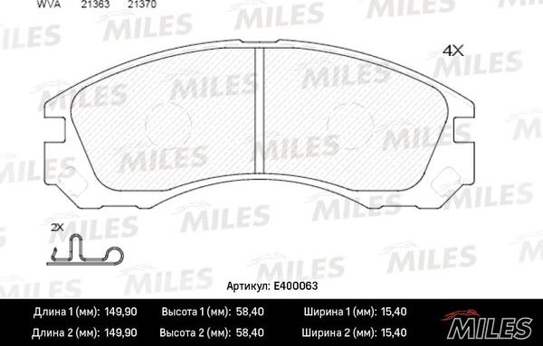 Miles E400063 - Kit de plaquettes de frein, frein à disque cwaw.fr