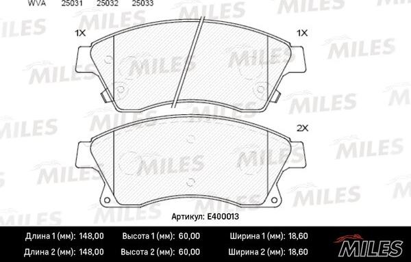 Miles E400013 - Kit de plaquettes de frein, frein à disque cwaw.fr