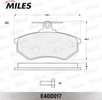 Miles E400017 - Kit de plaquettes de frein, frein à disque cwaw.fr