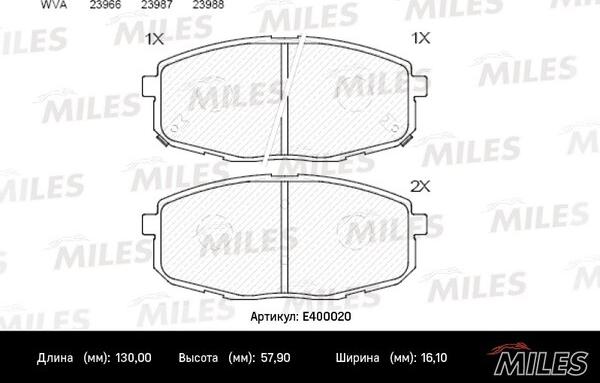 Miles E400020 - Kit de plaquettes de frein, frein à disque cwaw.fr