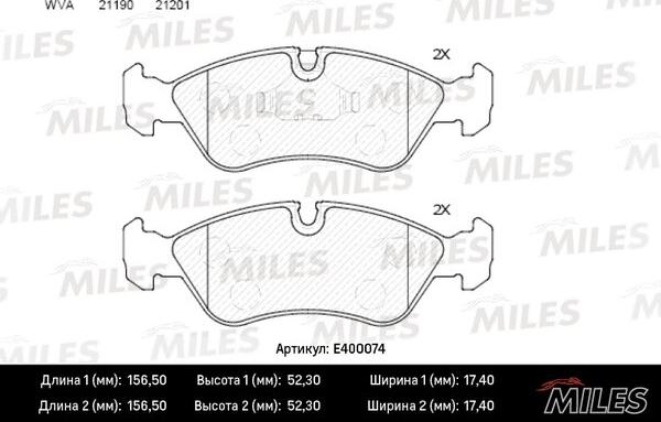 Miles E400074 - Kit de plaquettes de frein, frein à disque cwaw.fr