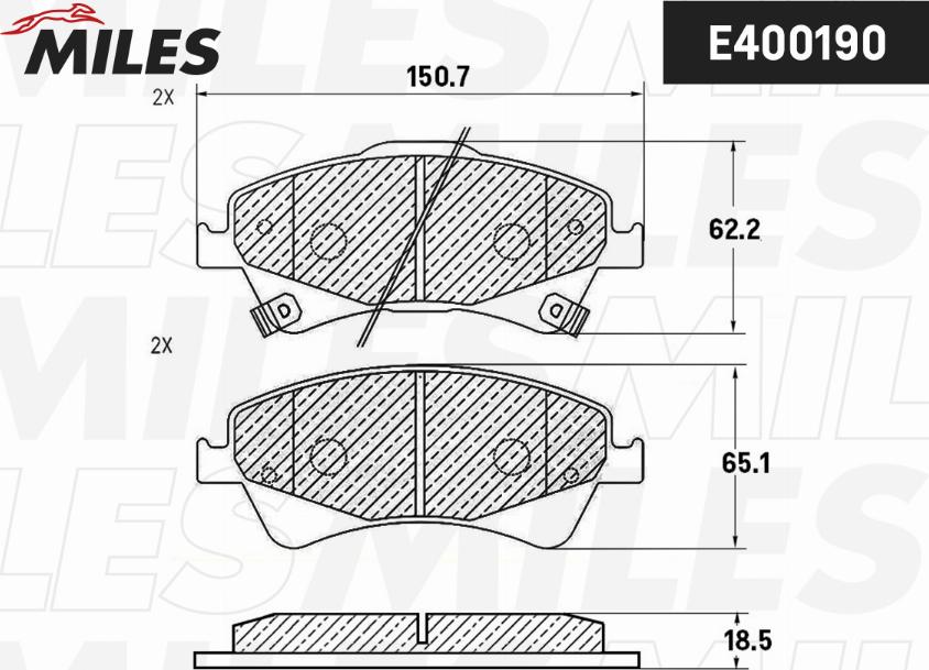 Miles E400190 - Kit de plaquettes de frein, frein à disque cwaw.fr