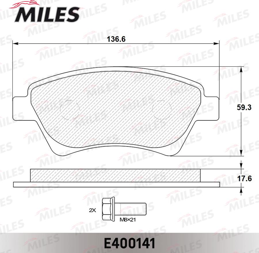 Miles E400141 - Kit de plaquettes de frein, frein à disque cwaw.fr