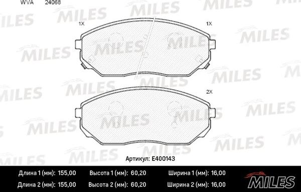 Miles E400143 - Kit de plaquettes de frein, frein à disque cwaw.fr