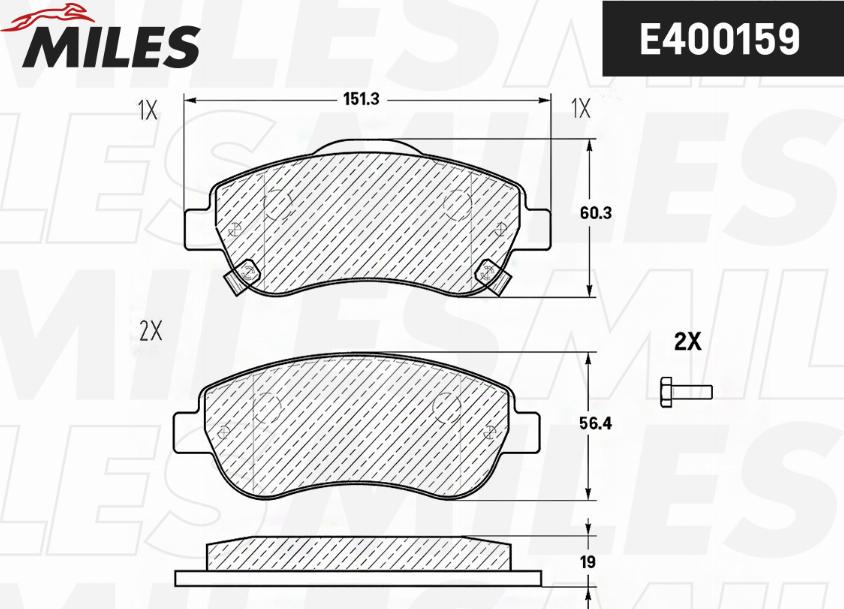 Miles E400159 - Kit de plaquettes de frein, frein à disque cwaw.fr