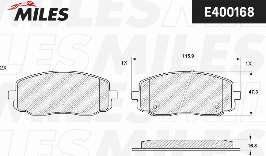 Miles E400168 - Kit de plaquettes de frein, frein à disque cwaw.fr