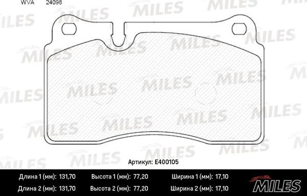 Miles E400105 - Kit de plaquettes de frein, frein à disque cwaw.fr