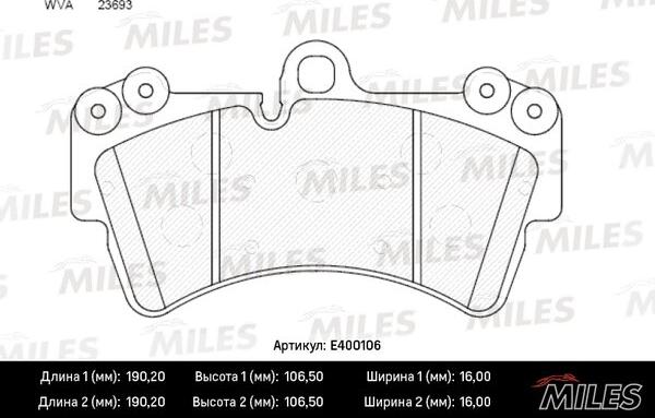 Miles E400106 - Kit de plaquettes de frein, frein à disque cwaw.fr