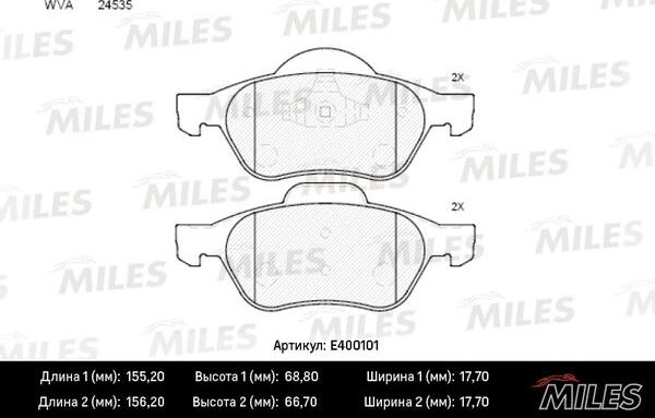 Miles E400101 - Kit de plaquettes de frein, frein à disque cwaw.fr