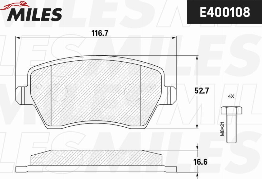 Miles E400108 - Kit de plaquettes de frein, frein à disque cwaw.fr