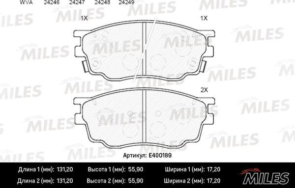 Miles E400189 - Kit de plaquettes de frein, frein à disque cwaw.fr