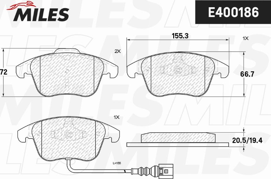 Miles E400186 - Kit de plaquettes de frein, frein à disque cwaw.fr