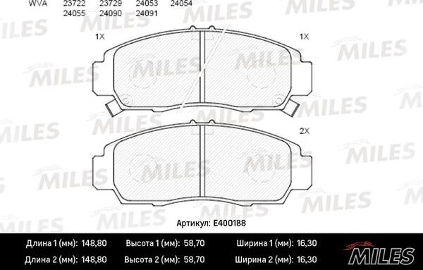 Miles E400188 - Kit de plaquettes de frein, frein à disque cwaw.fr