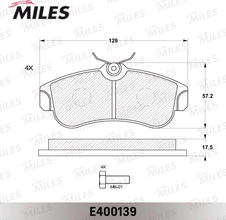 Miles E400139 - Kit de plaquettes de frein, frein à disque cwaw.fr