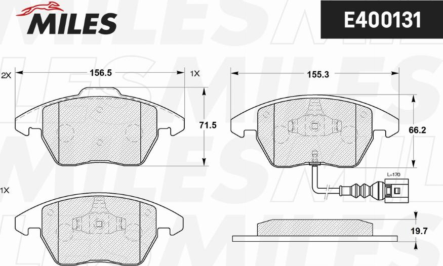 Miles E400131 - Kit de plaquettes de frein, frein à disque cwaw.fr